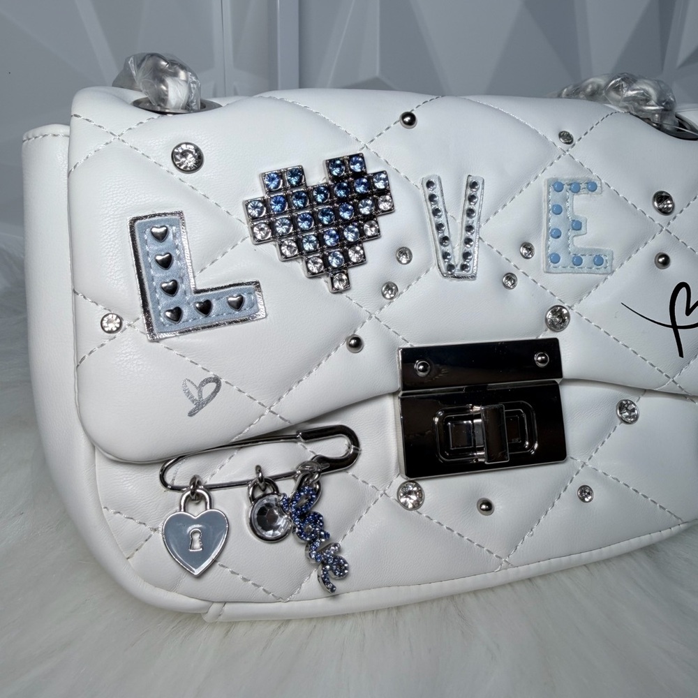 🤍Aldo White Crossbody Bag with Blue Embellishments - Picture 4 of 12
